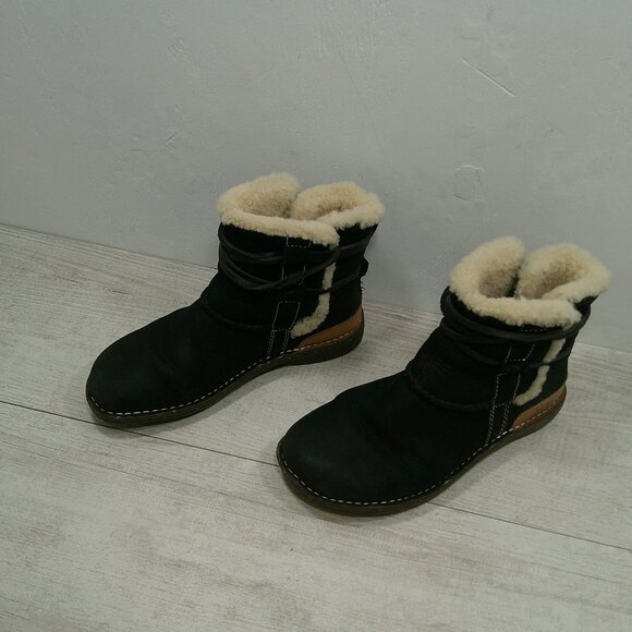 Ugg Australia La Jolla Boot Black Ankle Lace Up Sheepskin & Leather 5587 Sz 5 - Picture 5 of 10
